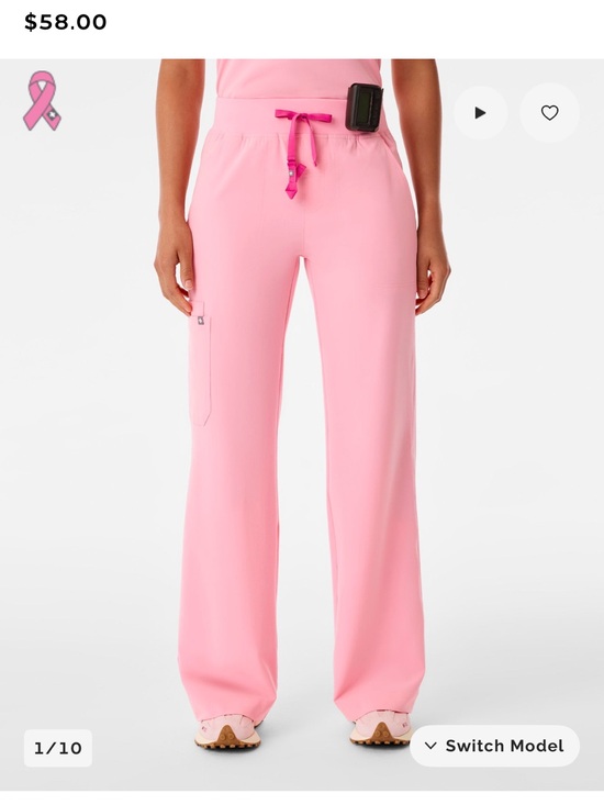 Figs Pants - Figs Women's fight club Pink Drawstring Isabel Wide-Leg Scrub Pants